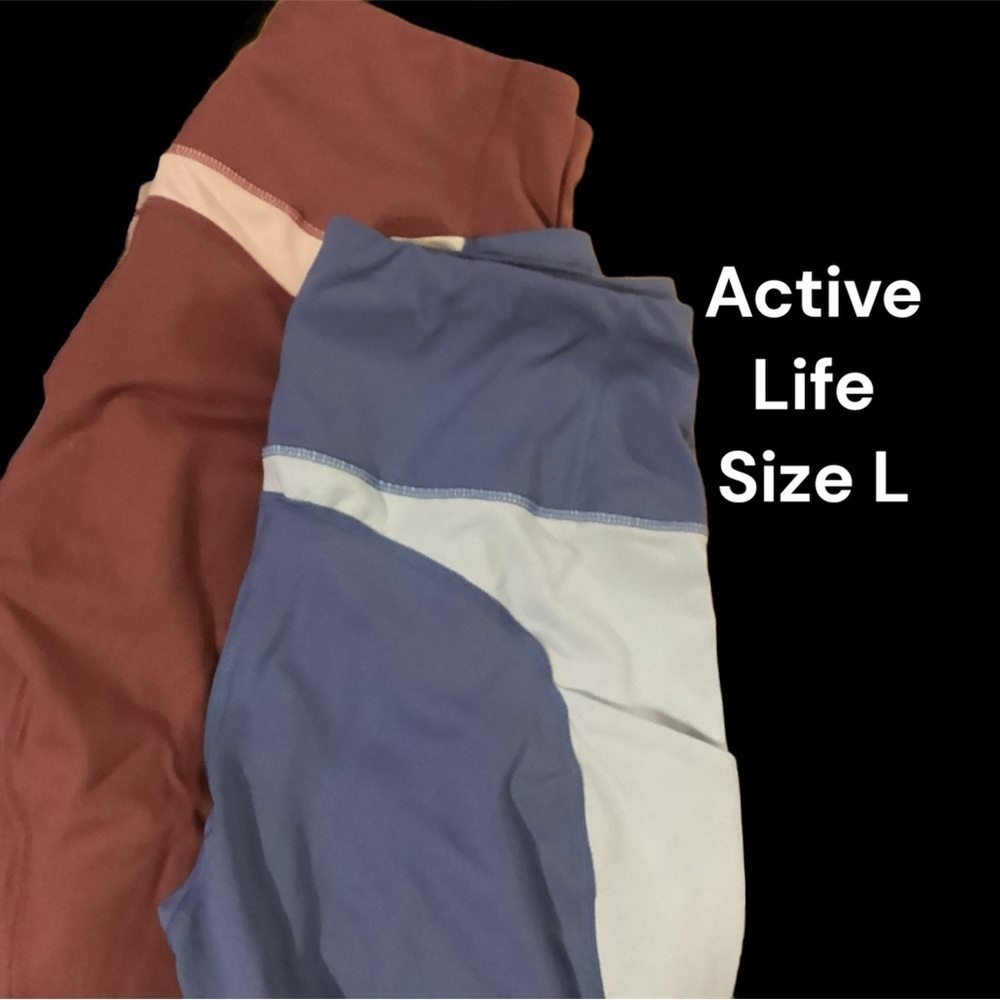 ACTIVE LIFE DUO!  TWO PAIR OF ACTIVE LIFE WOMENS LEGGINGS SIZE LARGE GENTLY WORN
